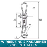 Edelstahl Drehwirbel mit zwei Karabiner